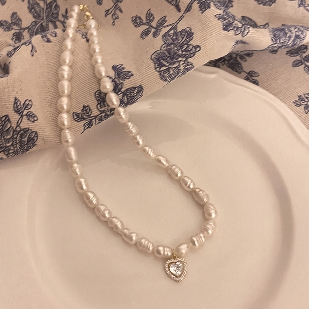 Pearl-Style Zircon Pendant Necklace